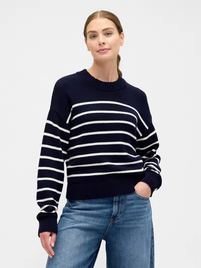 Gap Factory Relaxed Stripe Cropped Sweater In Black
