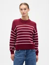 Gap Factory Relaxed Stripe Cropped Sweater In Burgundy