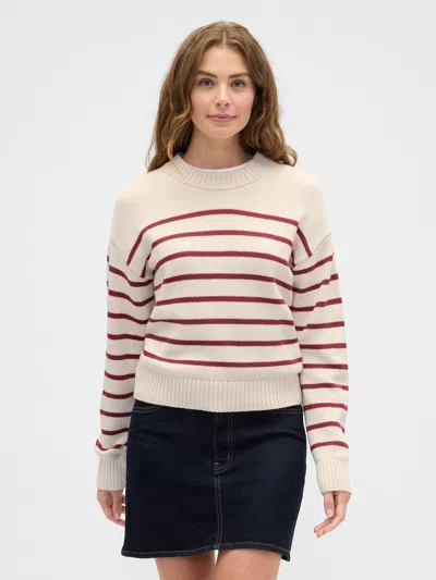 Gap Factory Relaxed Stripe Cropped Sweater In Neutral