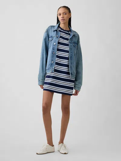 Gap Factory Relaxed Stripe Mini T-shirt Dress In Blue