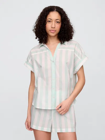 Gap Factory Relaxed Stripe Poplin Pj Shirt In Blue