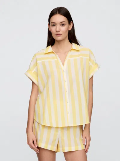 Gap Factory Relaxed Stripe Poplin Pj Shirt In Yellow