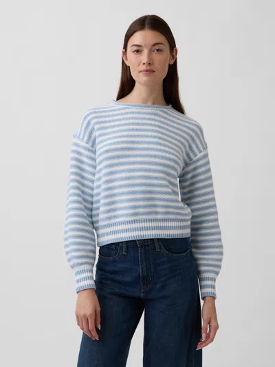 Gap Factory Relaxed Stripe Rollneck Sweater In Blue