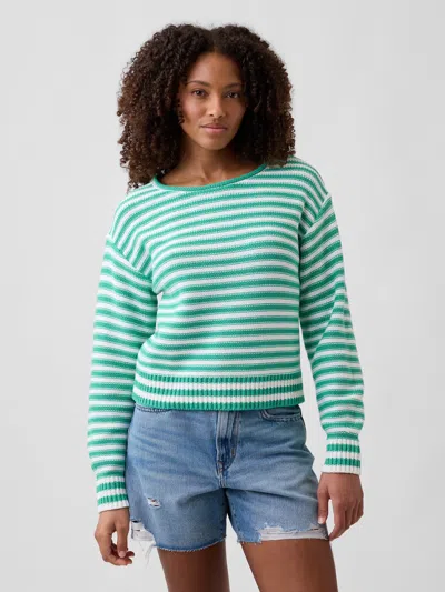Gap Factory Relaxed Stripe Rollneck Sweater In Green