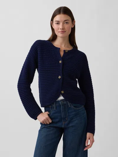 Gap Factory Relaxed Textured Cardigan In Blue