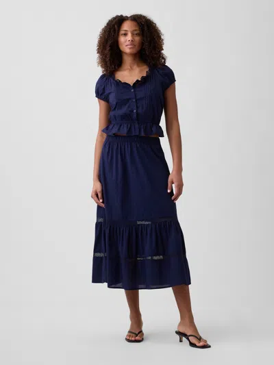Gap Factory Relaxed Tiered Maxi Skirt In Blue