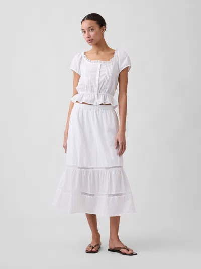 Gap Factory Relaxed Tiered Maxi Skirt In White