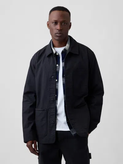 Gap Factory Relaxed Twill Chore Jacket In Black Moonless Night