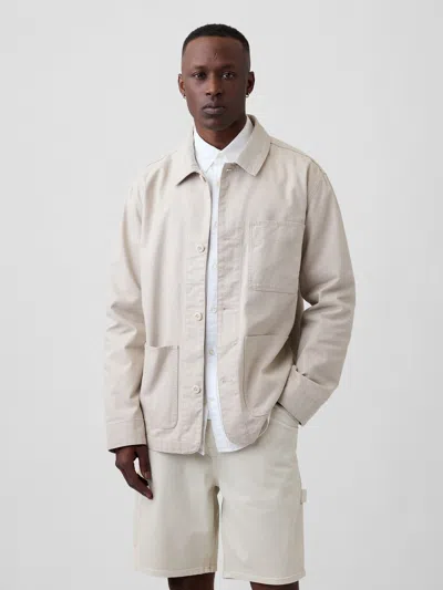 Gap Factory Relaxed Twill Chore Jacket In Cobblestone Beige