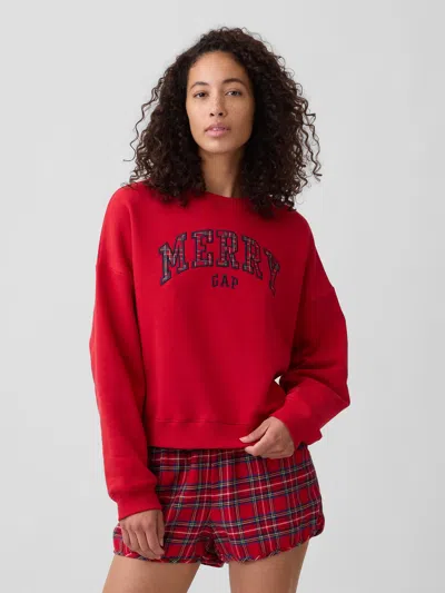 Gap Factory Relaxed Wedge Crewneck Sweatshirt In Merry Red