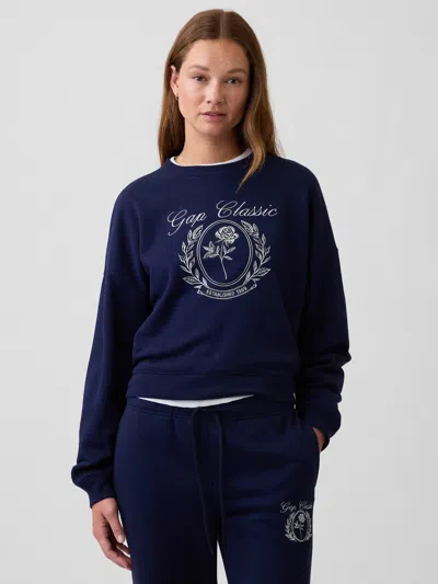 Gap Factory Relaxed Wedge Crewneck Sweatshirt In Navy Uniform