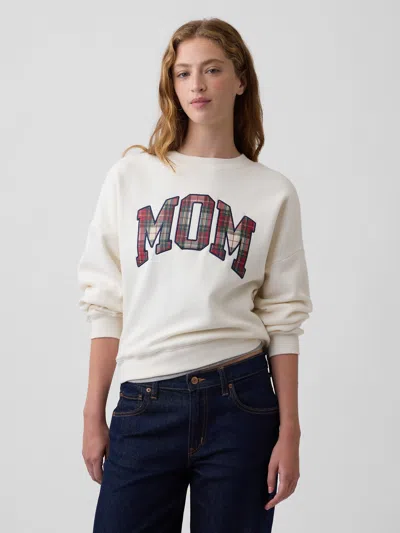 Gap Factory Relaxed Wedge Graphic Sweatshirt In Plaid Family Logo Fill