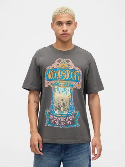 Gap Factory Relaxed Woodstock Graphic T-shirt In Gray