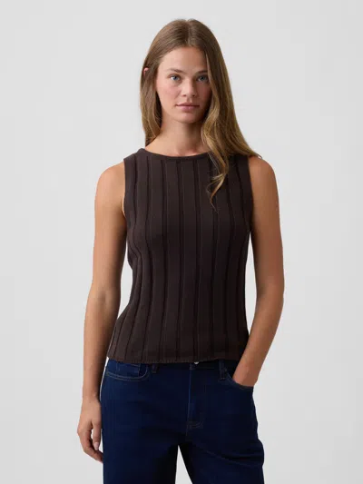 Gap Factory Ribbed Boatneck Sweater Top In Terra Brown