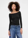 Gap Factory Ribbed Boatneck Top In Black