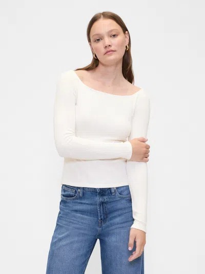 Gap Factory Ribbed Boatneck Top In White
