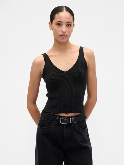 Gap Factory Ribbed Boucle Sweater Tank Top In Black
