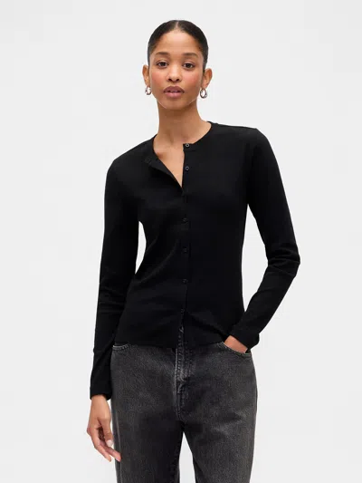 Gap Factory Ribbed Button-up Top In Black