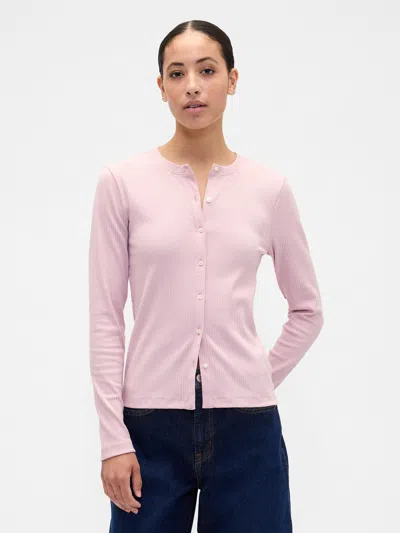 Gap Factory Ribbed Button-up Top In Pink
