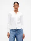 Gap Factory Ribbed Button-up Top In White