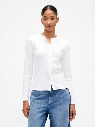 Gap Factory Ribbed Button-up Top In White
