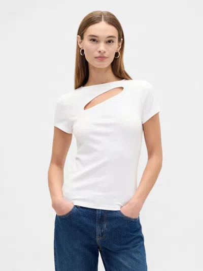 Gap Factory Ribbed Crewneck Cutout Top In White