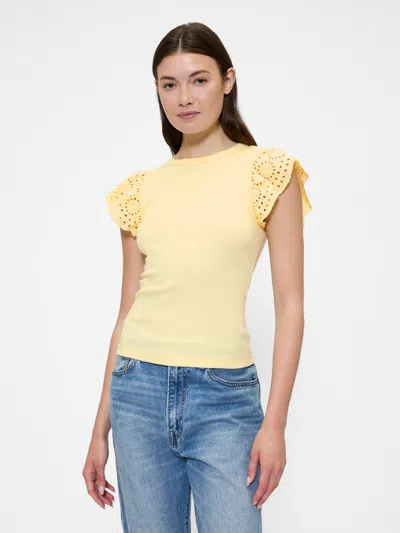 Gap Factory Ribbed Eyelet Flutter Sleeve T-shirt In Multi