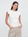 Gap Factory Ribbed Flutter Sleeve T-shirt In White