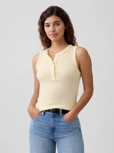 Gap Factory Ribbed Henley Tank Top In Yellow
