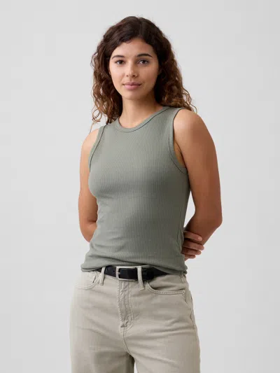 Gap Factory Ribbed High-neck Tank In Green