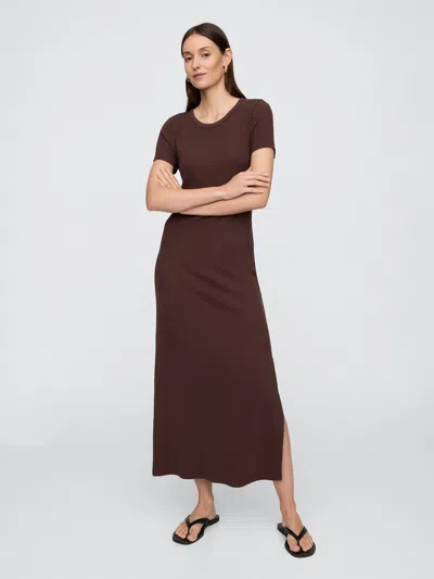Gap Factory Ribbed Maxi Dress In Brown