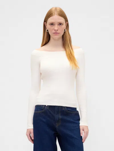 Gap Factory Ribbed Off-shoulder Sweater In Neutral