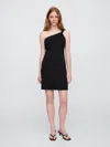 Gap Factory Ribbed One-shoulder Mini Dress In Black
