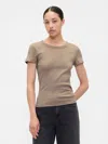 Gap Factory Ribbed Pointelle Crewneck T-shirt In Neutral