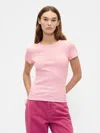 Gap Factory Ribbed Pointelle Crewneck T-shirt In Pink