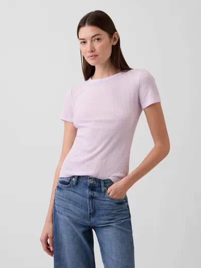 Gap Factory Ribbed Pointelle Crewneck T-shirt In Pink
