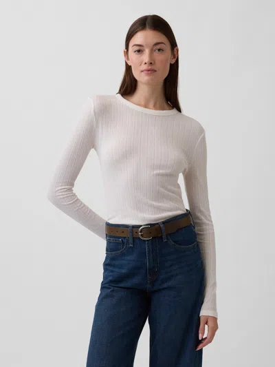 Gap Factory Ribbed Pointelle Crewneck T-shirt In White