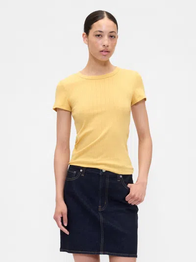 Gap Factory Ribbed Pointelle Crewneck T-shirt In Yellow