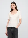 Gap Factory Ribbed Pointelle Ruched Top In Neutral