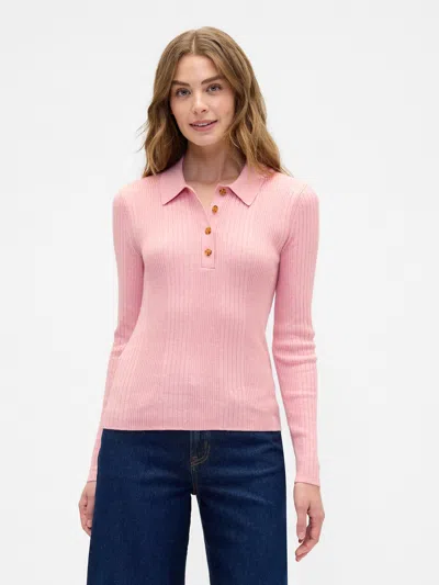 Gap Factory Ribbed Polo Shirt T-shirt In Pink