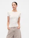 Gap Factory Ribbed Print Pointelle Crewneck T-shirt In Pink