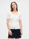 Gap Factory Ribbed Scoopneck Puff Sleeve Top In White