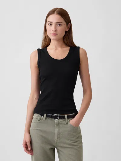Gap Factory Ribbed Scoopneck Tank Top In Black