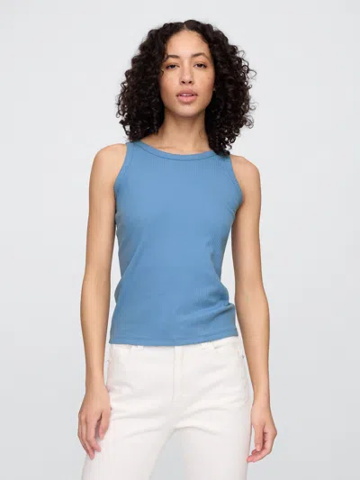 Gap Factory Ribbed Scoopneck Tank Top In Blue
