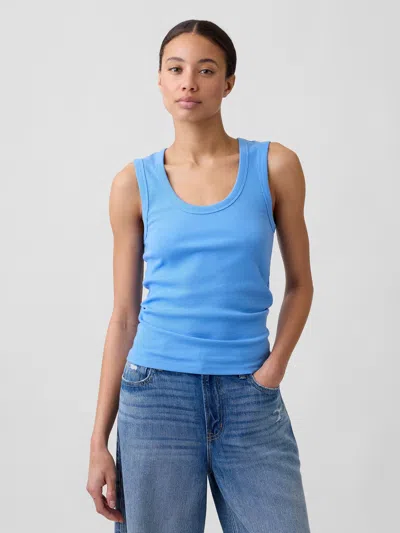 Gap Factory Ribbed Scoopneck Tank Top In Blue