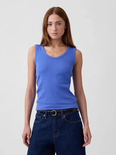 Gap Factory Ribbed Scoopneck Tank Top In Blue