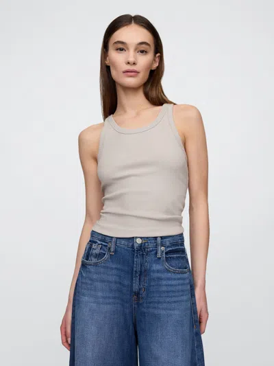 Gap Factory Ribbed Scoopneck Tank Top In Gray
