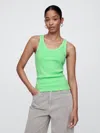 Gap Factory Ribbed Scoopneck Tank Top In Green
