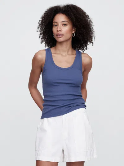 Gap Factory Ribbed Scoopneck Tank Top In Blue