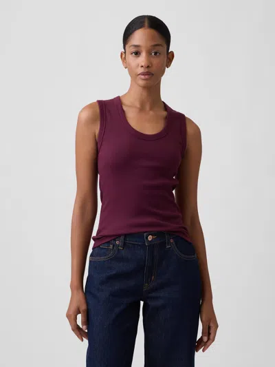 Gap Factory Ribbed Scoopneck Tank Top In Tuscan Red